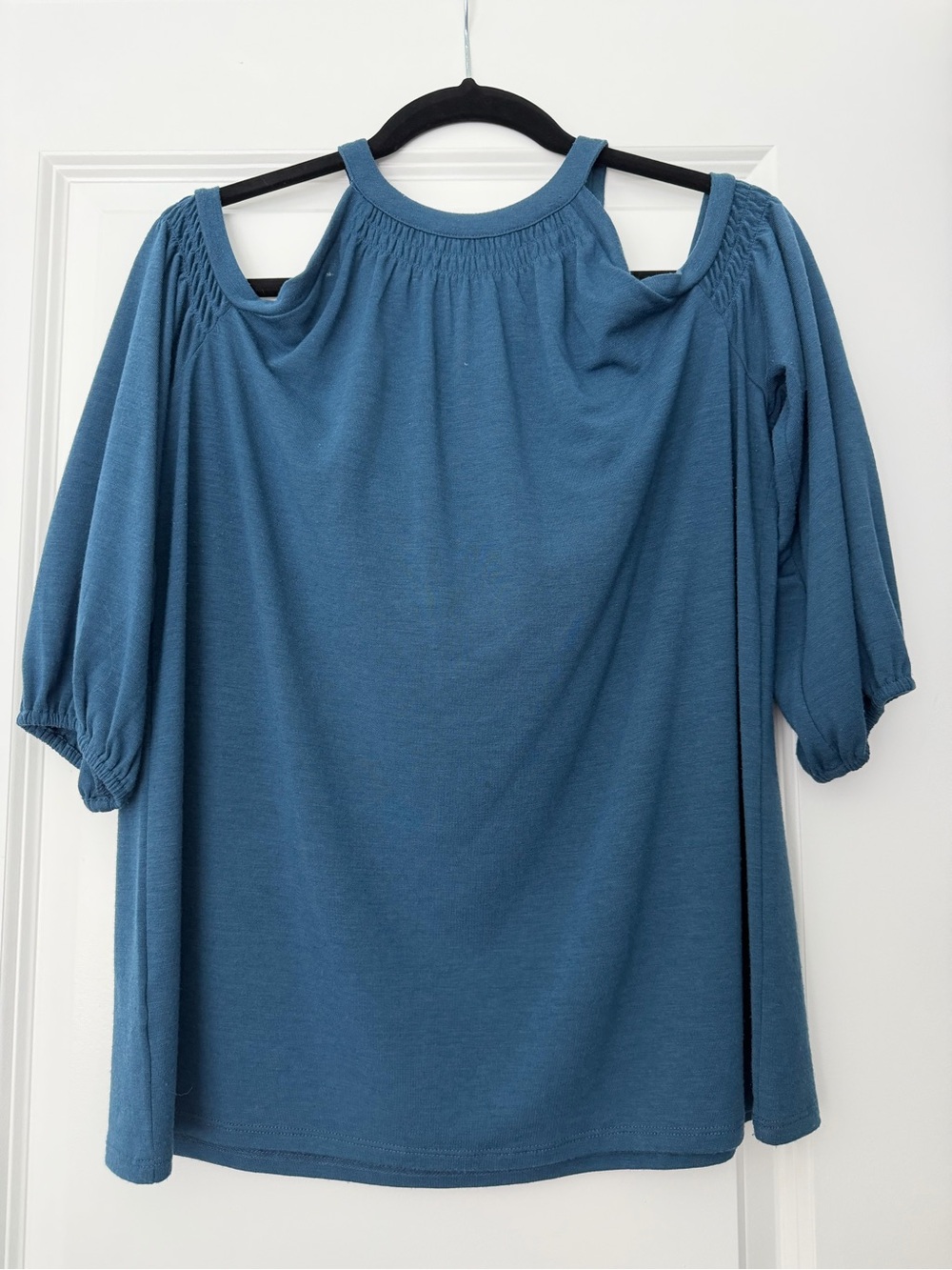 LOFT Blue Cold-Shoulder Knit Blouse